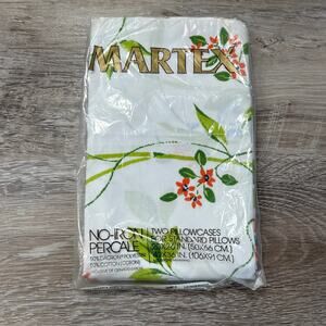 Vintage Martex No-Iron Percale Pillowcases Floral 50/50 Cotton Polyester NOS